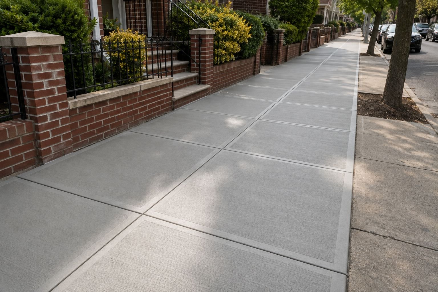 New DOT-spec concrete sidewalk flags poured in New York City